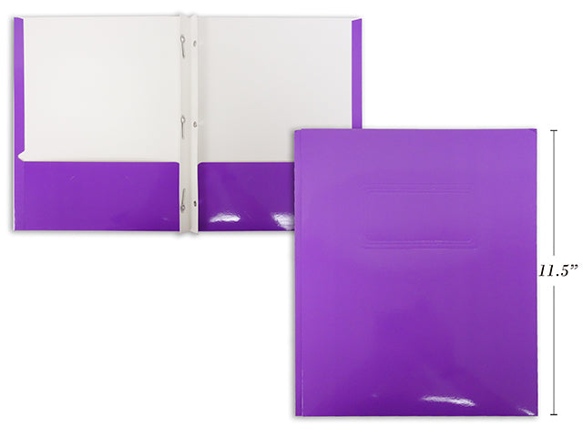 Duo-tang ciré avec pochettes mauve