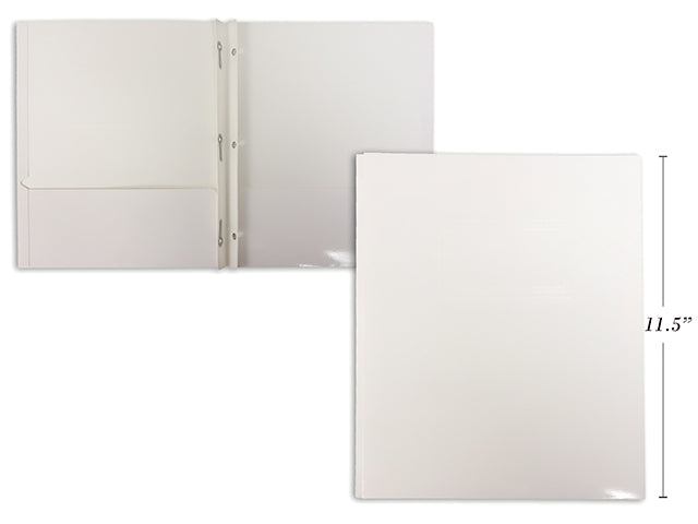 Duo-tang ciré avec pochettes blanc