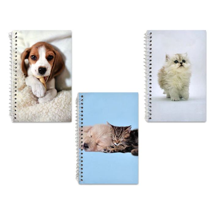 Cahier de notes spirale 5 po x 8 po 160 pages chien et chat