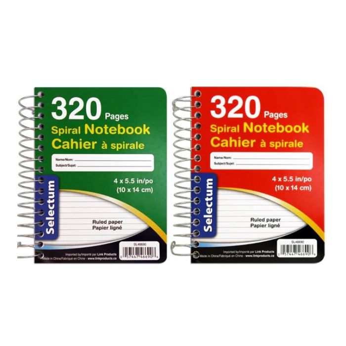 Calepin spirale Selectum 320 pages 4 po x 5,5 po