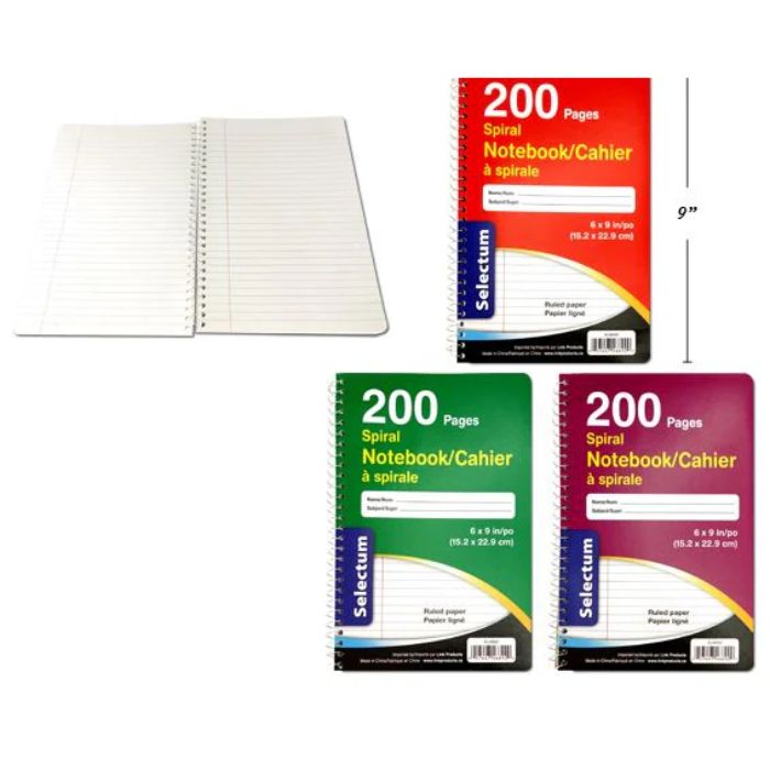 Cahier spirale 6 po x 9 po 1 sujet 200 pages Selectum