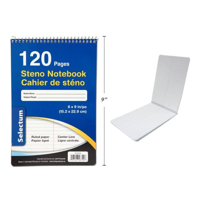 Cahier de sténo Selectum 120 pages 6 po x 9 po