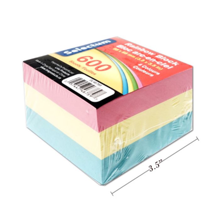 Bloc-note arc-en-ciel 3,5 po x 3,5 po Selectum (600 feuilles)