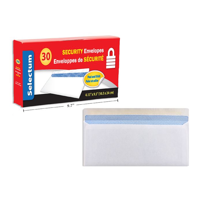 Enveloppe de sécurité 4 po x 9 po no.10 (boîte de 40)