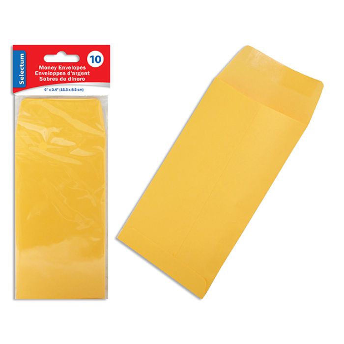 Enveloppe d'argent 6 po x 3,4 po jaune (boîte de 10)