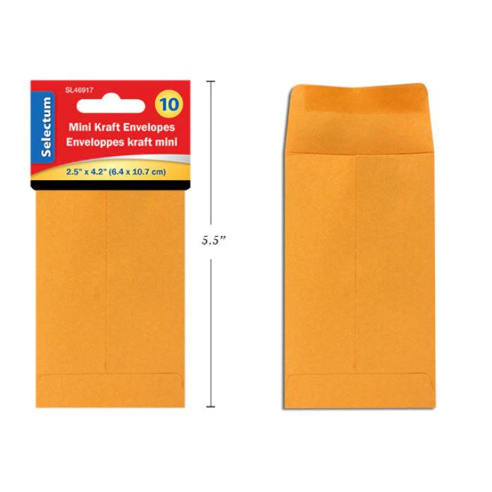 Enveloppe 2,5 po x 4,2 po jaune (boîte de 10)