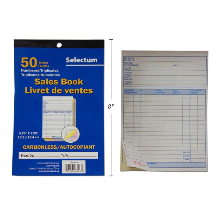 Livret de vente avec triplicata 5,25 po x 7,25 po (paquet de 50)