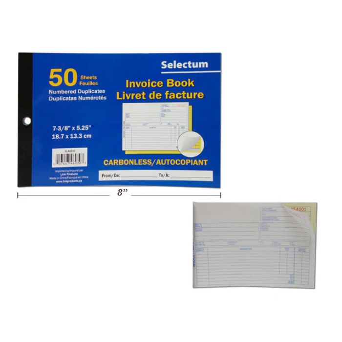 Livret de facture avec duplicata 7,38 po x 5,25 po (paquet de 50)