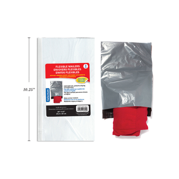Enveloppe d'envoi flexible 10 po x 13 po (paquet de 3)