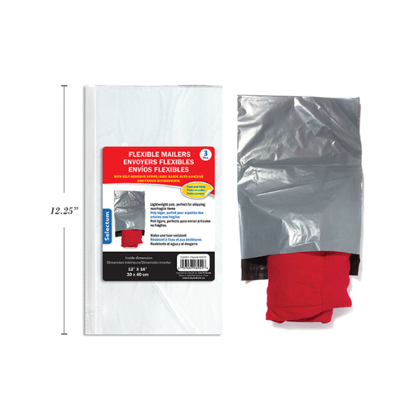 Enveloppe d'envoi flexible 12 po x 16 po (paquet de 3)