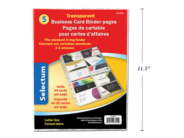 Pochette protectrice pour carte d'affaire (paquet de 5)