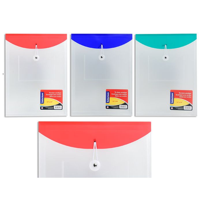 Pochette en plastique 9,5 po x 12 po avec élastique clair