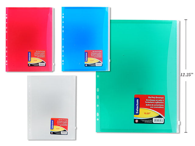 Pochette en plastique à glissière pour cartable
