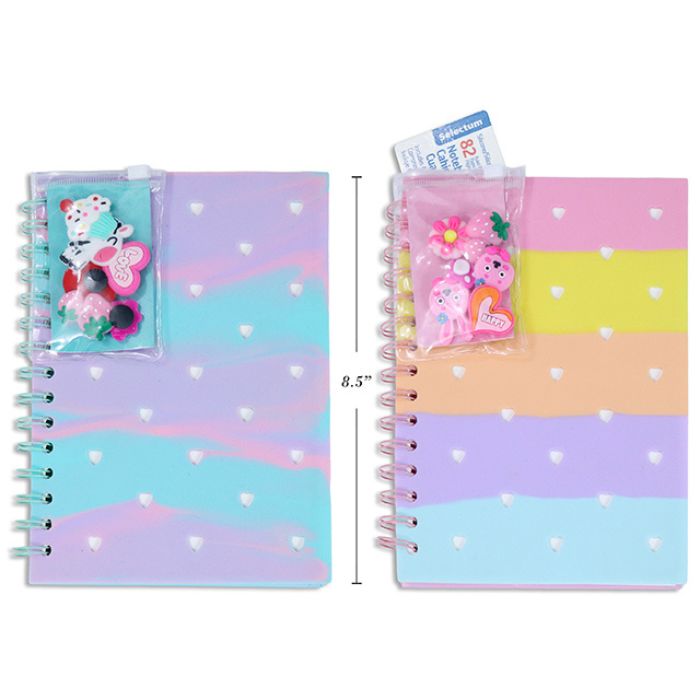 Cahier de notes 6 po x 8 po 82 pages en silicone avec breloques