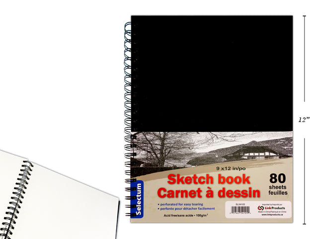 Carnet à dessin 9 po x 12 po rigide (80 feuilles)