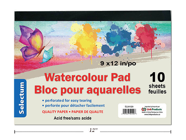 Bloc de feuille pour aquarelle 9 po x 12 po (10 pages)