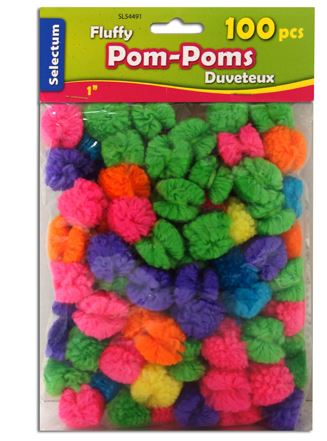 Pompon duveteux 1 po (paquet de 100)