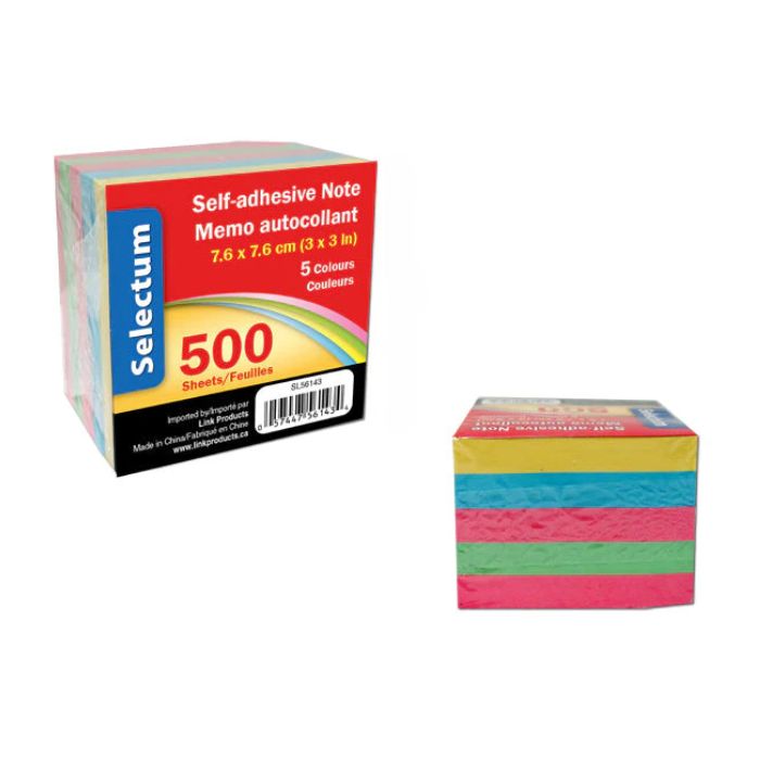 Mémo autocollant 3 po x 3 po (paquet de 500)
