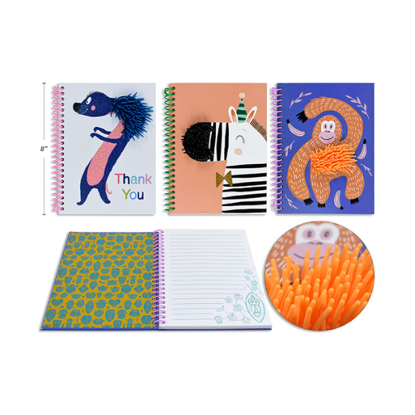 Cahier de notes spirale 6 po x 8 po 120 pages animal 3D en silicone