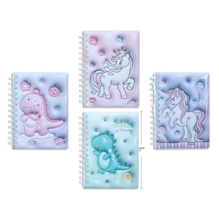 Cahier de notes 13 cm x 18 cm 80 pages 3D dinosaure/licorne