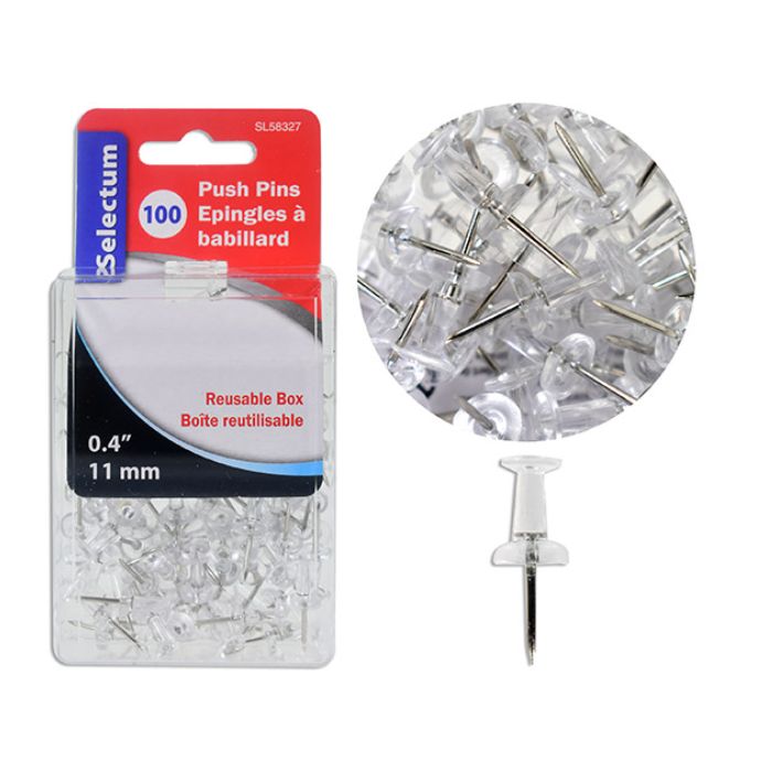 Épingle à babillard 11 mm transparent (boîte de 100)