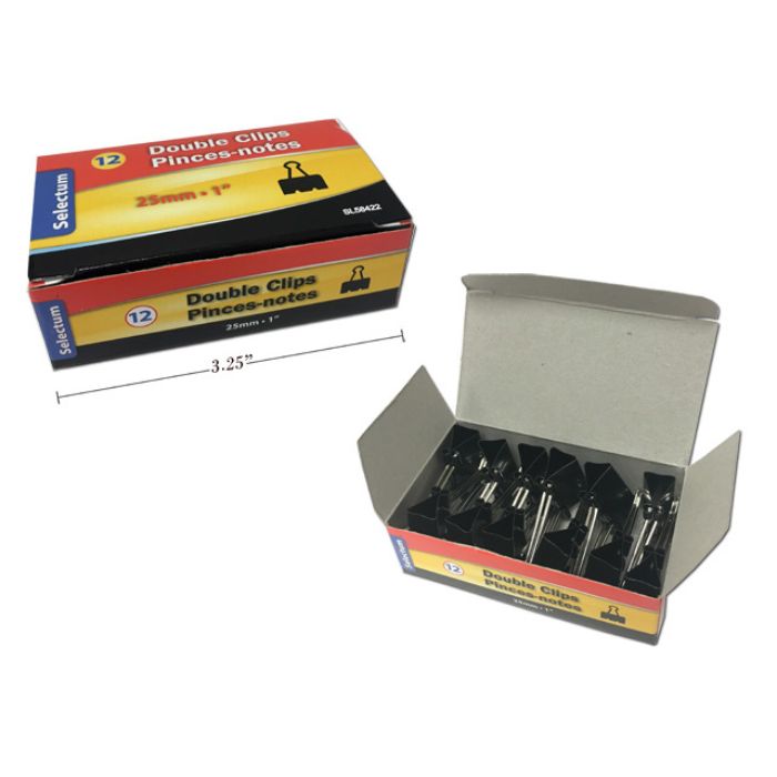Pince-notes repliable 1 po noire (Paquet de 12)