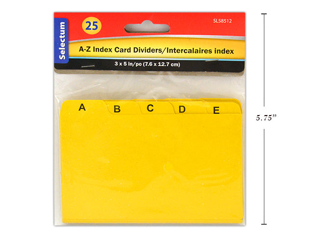 Intercalaires alphabétiques A-Z 3 po x 5 po (paquet de 25)