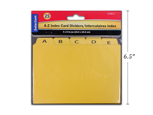 Cartes intercalaires de A à Z 4 po x 6 po (paquet de 25)