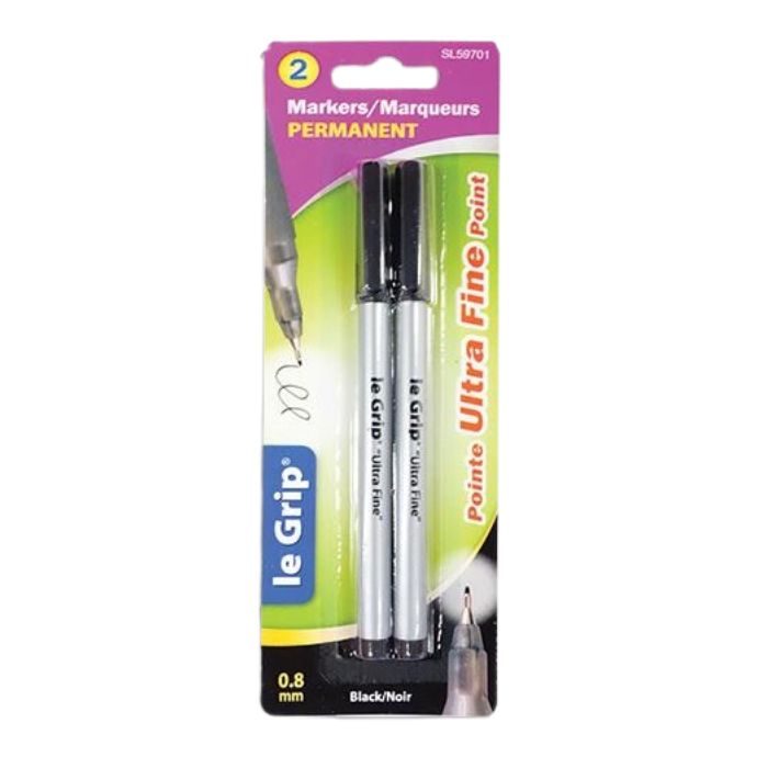 Marqueur permanent le Grip 0,8 mm pointe ultrafine (paquet de 2)