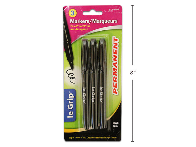 Marqueur permanent finnoir Le Grip (paquet de 3)