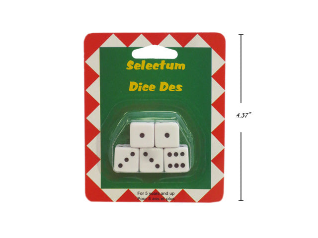 Dé à jouer blanc 16 mm (paquet de 5)