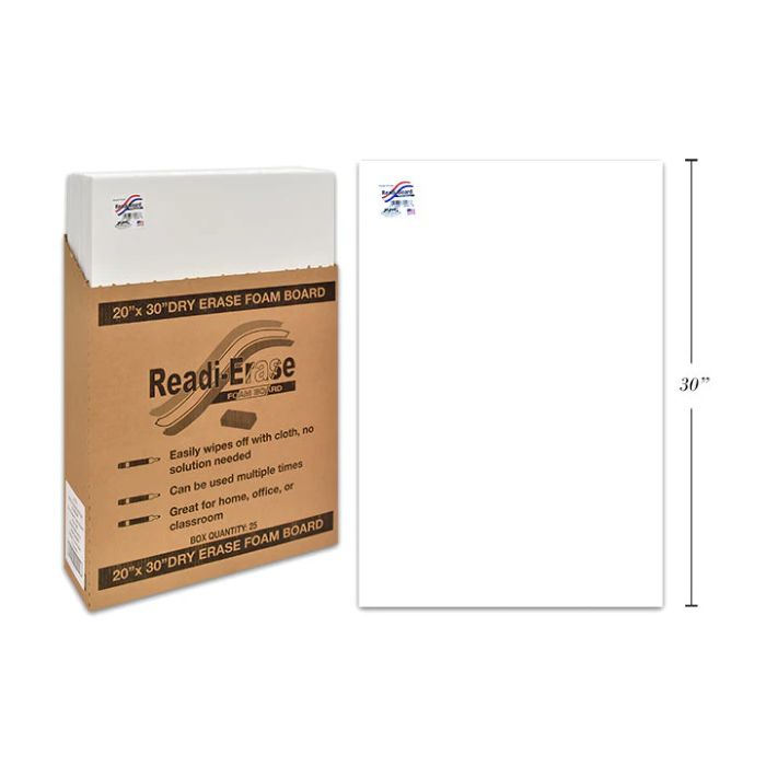 Tableau en mousse effaçable à sec 20 po x 30 po blanc