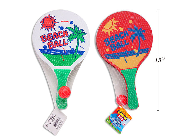 Jeu de raquette en bois 13 po x 7,5 po et balle 4 cm (paquet de 2)