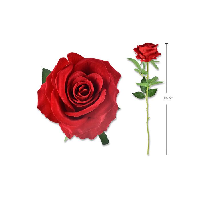 Tige de rose artificielle rouge 24,5 po