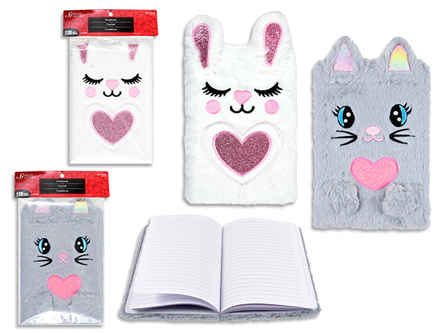 Cahier de notes en fourrure lapin ou chat 8,5 po x 6 po 120 pages