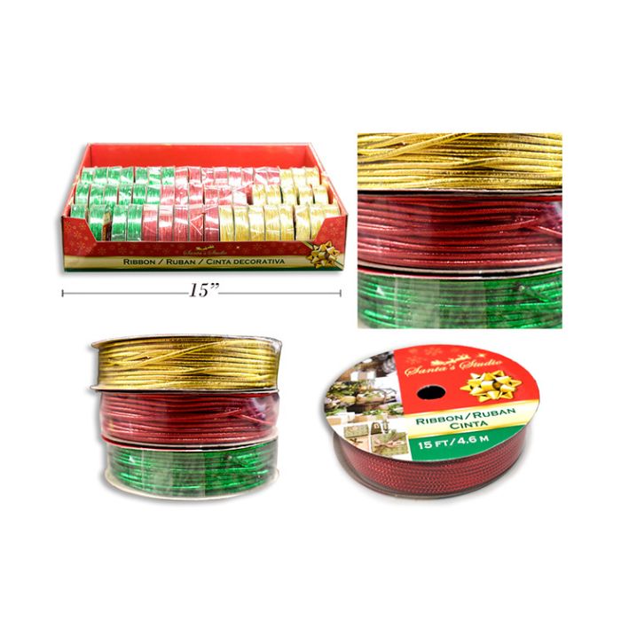 Ruban filé 2 mm x 5 verges couleurs de Noël