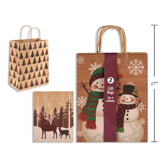 Sac cadeau grand kraft (paquet de 2)