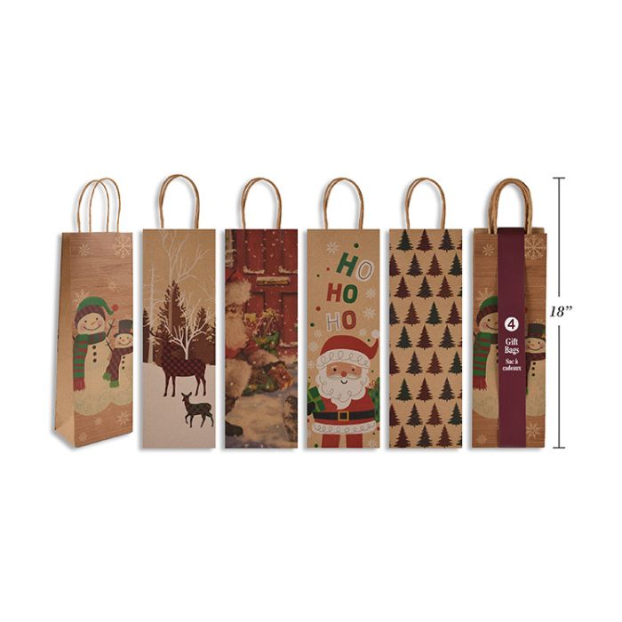 Sac cadeau à bouteille de vin (paquet de 5) kraft