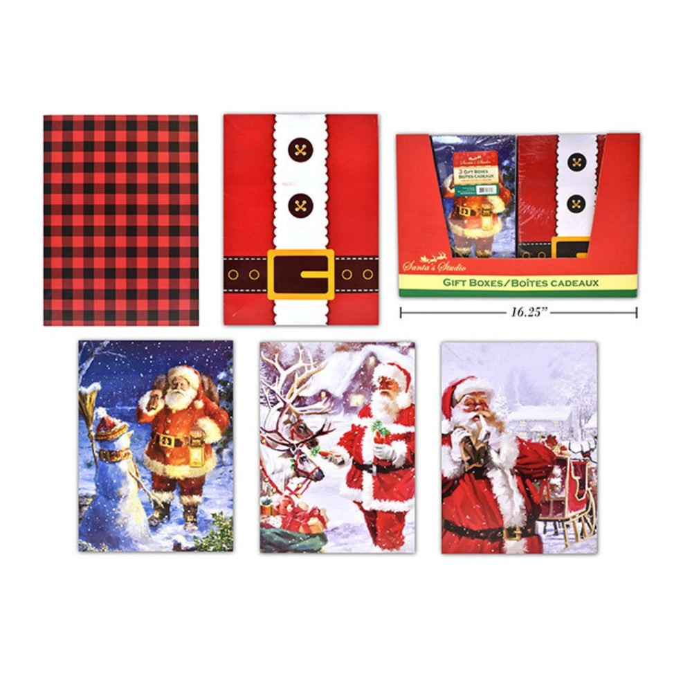 Boîte pliée pour cadeau de Noël 10 po x 7,75 po (paquet de 3)