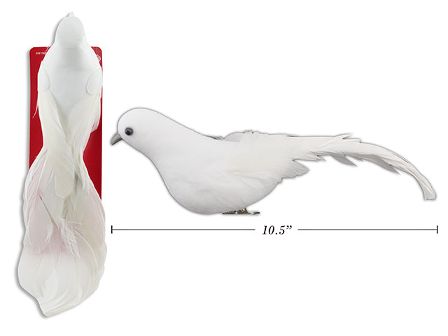 Oiseau blanc 5,5 po sur pince