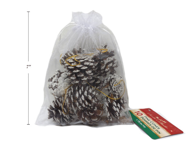 Ornement pomme de pin (paquet de 10) dans sac organza