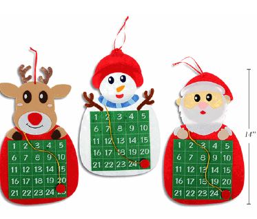 Calendrier de l'Avent 14 po x 18 po personnage de Noël