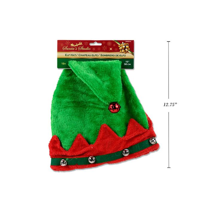 Tuque de lutin vert et rouge avec grelot
