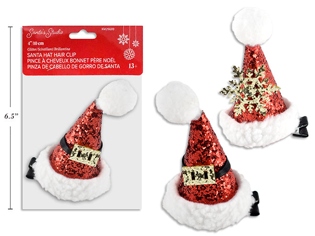 Pince à cheveux 4 po forme de chapeau de Noël 4