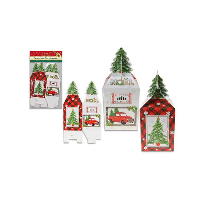 Boîte pliée pour cadeau de Noël 4,5 po x 3,5 po (paquet de 2)