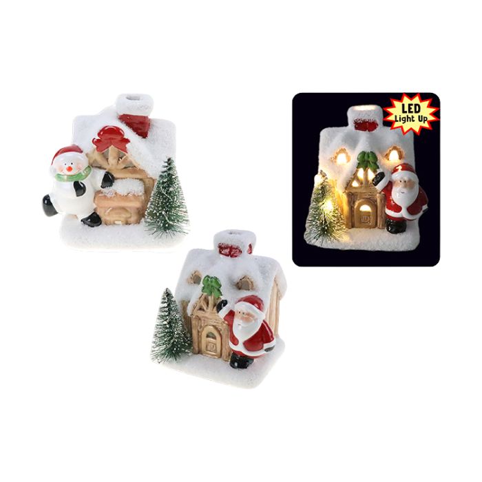 Maison 3,5 po DEL bonhomme de neige/Père Noël