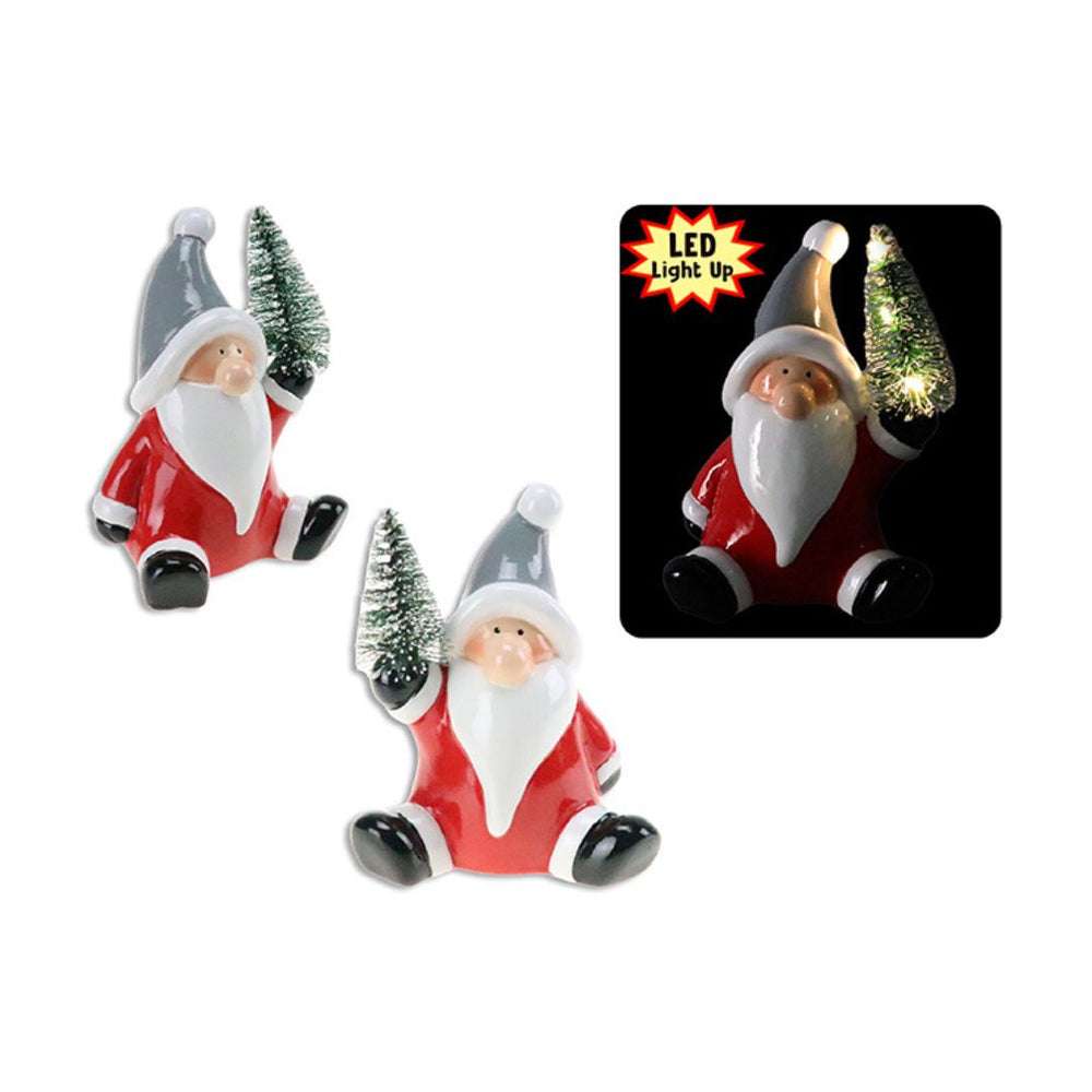 Gnome père Noël assis avec sapin 5 po