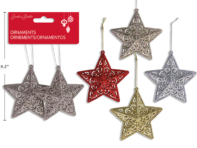 Ornement étoile brillante 4 po (paquet de 2)