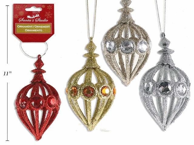 Ornement brillant avec petits diamants 4 po x 2,75 po