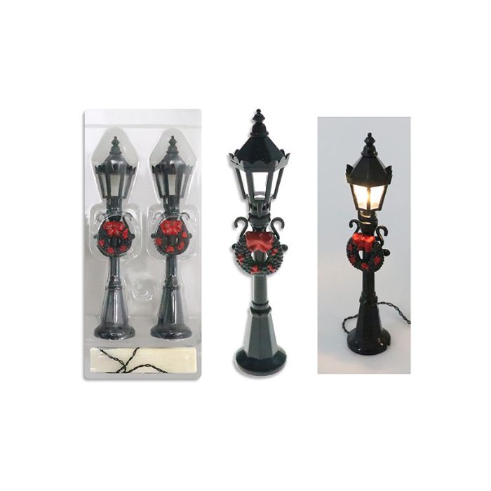 Lampadaires lumineux avec couronnes de Noël 4,75 po (paquet de 2)